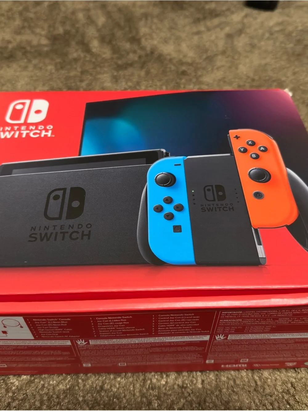 Nintendo Switch Console with Bright Blue Left & Bright Orange Right Joy‑Con(New)